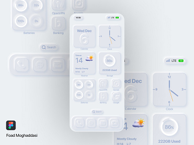 iOS Home screen in neomorphism app design design digital product figma home kit ios design minimal design neomorphic neomorphism product design ui user interface ux web design