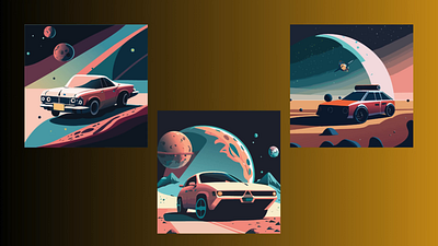 Car in the space graphic design motion graphics