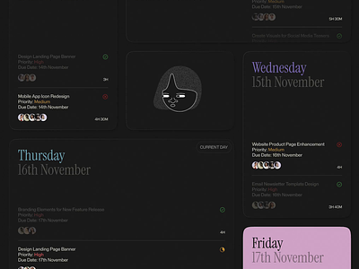 November’s workflow 📱 2023 app black blocks cards design grid inspirations jira layout manegment minimal priority product schedule task todos trends