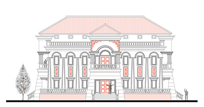 4) Neoclassic Symmetrical House architect architecture concept design facade illustration neoclassic vector