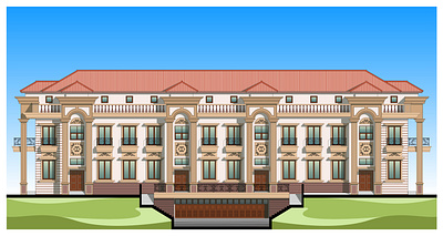 5) Neoclassic Symmetrical Building architect architecture concept design facade illustration neoclassic vector
