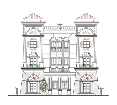 6) Neoclassic Symmetrical House architect architecture concept design facade illustration neoclassic vector