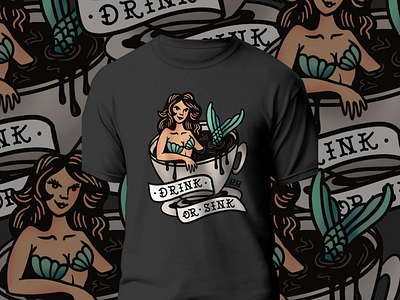 Custom drawn mermaid tee design illustration ipad art procreate art shirt design swag design tee design