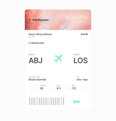 Boarding pass interface app branding design graphic design illustration logo typography ui ux vector