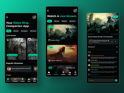 Elden Ring Streaming App branding design gamingstreamingappdesign graphic design mobileui productdesign streamingappdesign ui uiuxdesign ux