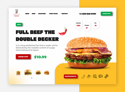 Burger Hero - inspired by_ https://dribbble.com/mateuszmadura 3d animation branding burger design fast food food graphic design logo market motion graphics pepper ui