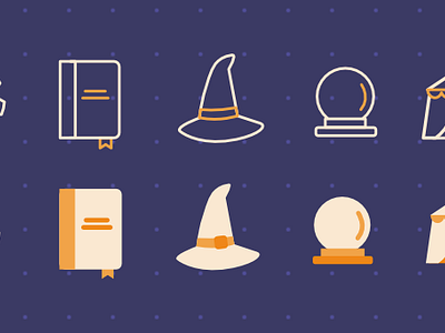 Made interface icons for a videogame affinitydesigner alchemy flat harrypotter icons illustration magic magical magiccraft medieval orange potioncraft ui userinterface videogame witchcraft
