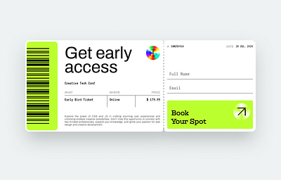 Digital Ticket / UI Element booking brutalism concept form forms ticket ui uiux web