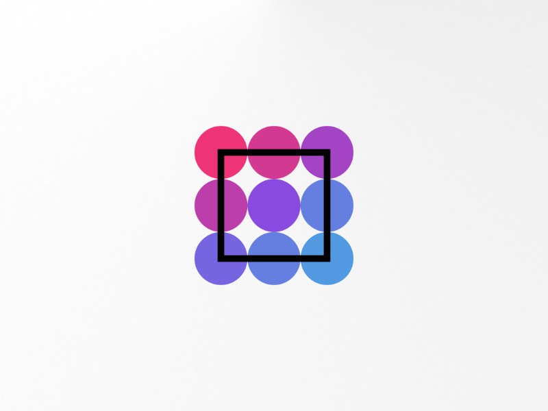 Icon Maker App · Logo Design (unused) branding circle dots geometric logo minimalist monochrome purple square vector window
