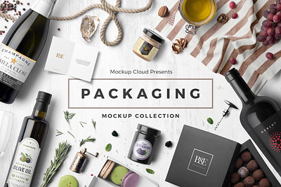 Packaging Mockup Collection brand branding champagne food grocery kitchen menu mock up mockup package restaurant stationery