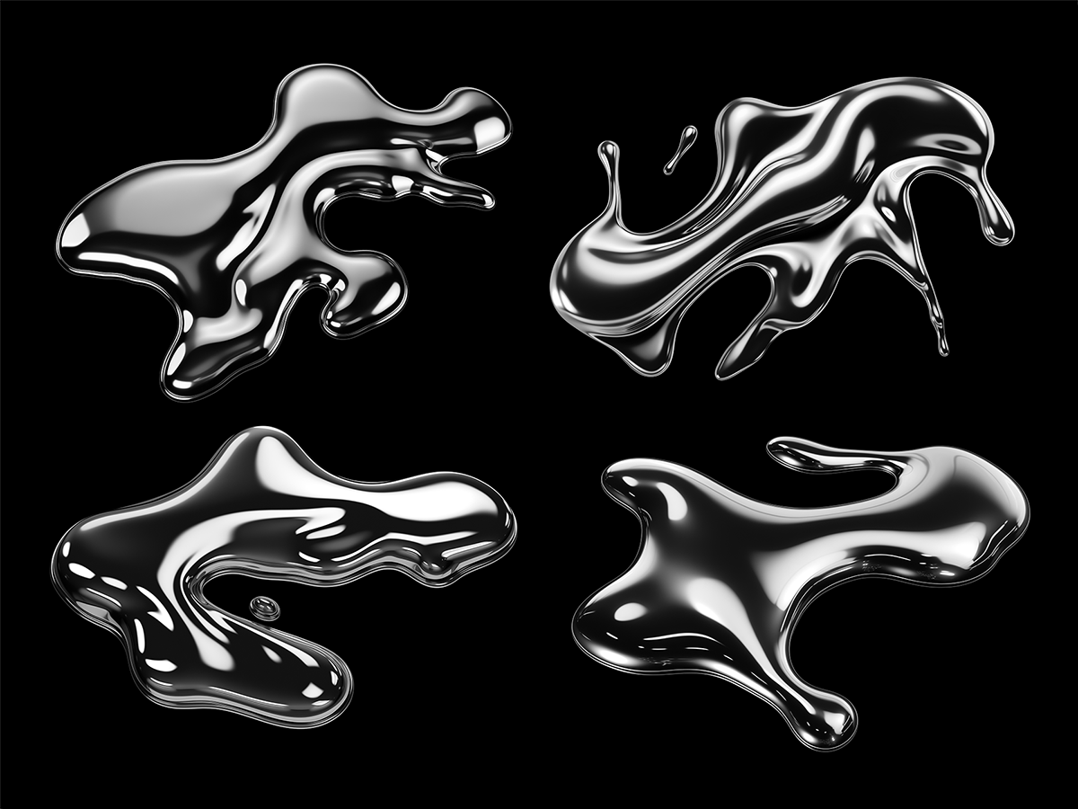 Holographic melted chrome metal heart icon shapes by Paul Rover on Dribbble