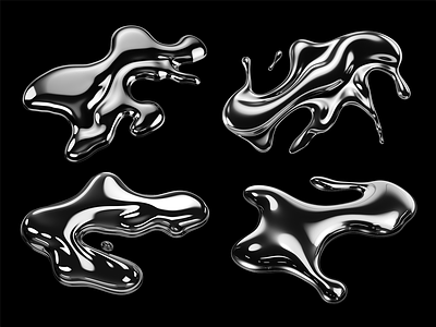 Spilled melty chrome liquid metal shapes 3d abstract aluminium chrome form generative gloss liquid melted melty mercury metal puddles reflective rendering shapes silver spilled splash