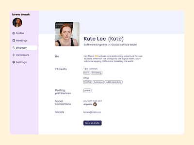 User Profile web service design product design random coffee service ui user profile web
