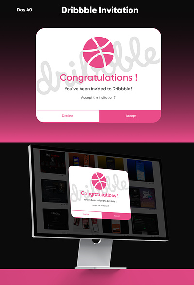 Daily UI Design Dribbble Invitation | #uix101 dailyui design dribbble dribbble invitation inbitation pink ui uidesing uix101 ux