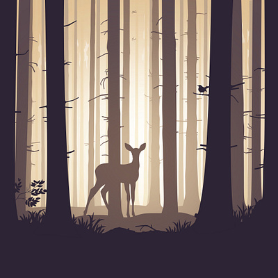 and no one else affinity designer blackbird deer fog forest silhouette