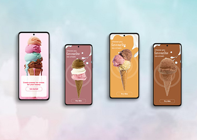 Ice-cream app splash screens 3d animation branding design graphic design illustration logo ui ux vector
