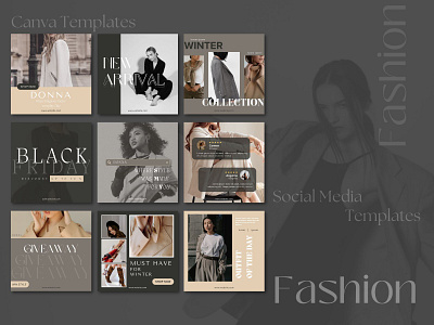 Social Media Templates Design black brand branding canva classy clothing elegance fashion graphic design instagram social media design social media posts sophisticated style templates