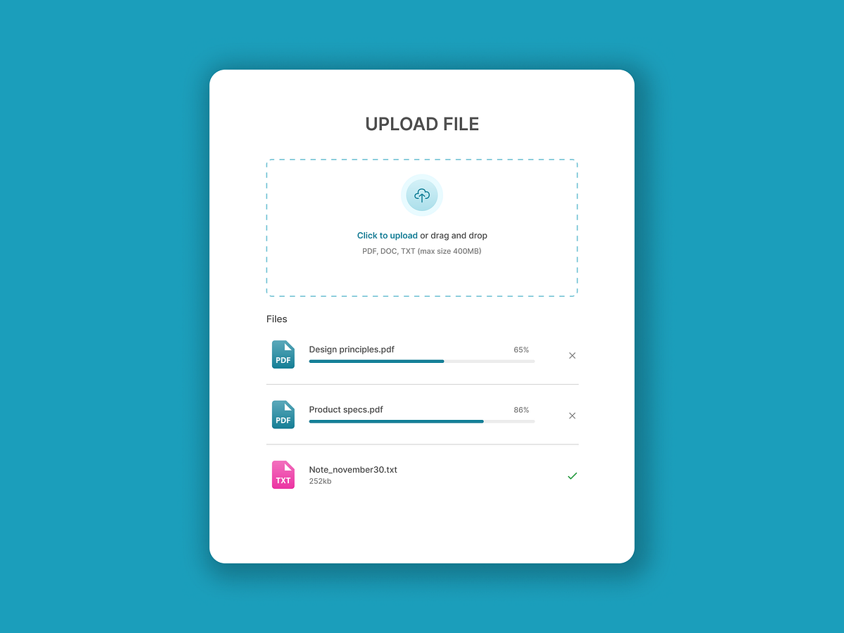Upload File UI by Collins Aigbokhaode on Dribbble