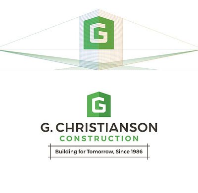 G. Christianson Construction — Visual identity 3d blueprint building construction g graphic design icon identity logo visual