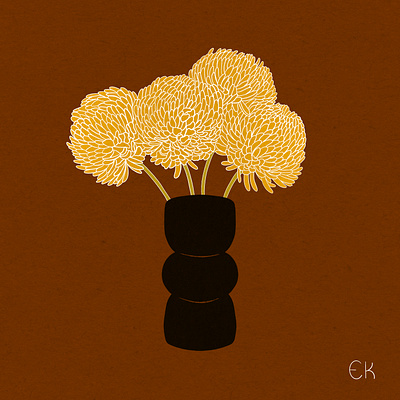 Mums digital illustration flower art illustration