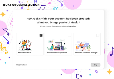 DAY 64 USER SELECTION animation branding challenge dailyui design graphic design illustration logo ui uiux user selection