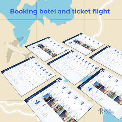 Booking hotel and flight graphic design ui