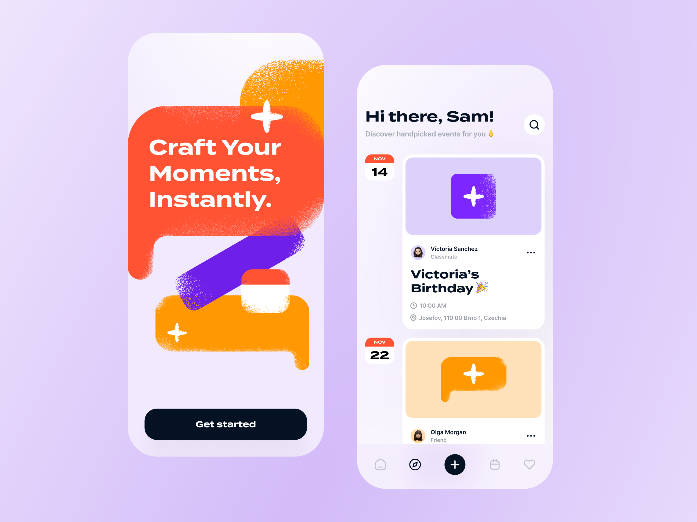 Event Hosting App UI app app design brand identity branding community design event graphic design illustration minimalism minimalist minimalist design onboarding product design social media ui uiux ux ux design welcome