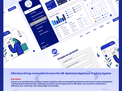 EASY HIRE- ATS (APPLICANT TRACKING SOFTWARE) ats branding dashboard design illustration logo mobile app product design ui uiux user experience web app web design