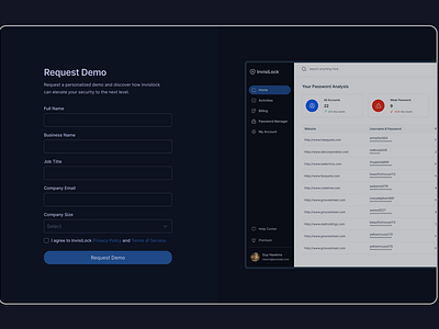 InvisiLock: Request Demo cloudsecurity dataprotection demo passwordmanager request demo securitysoftware ui