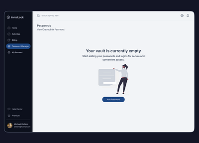 InvisiLock: Empty state design emptyvault empy state passwordmanager