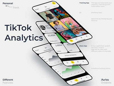 TikTok Analytics App app branding flat graphic design ios ui ux