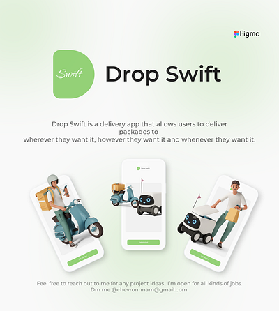 UI designs for Drop Swift: A package delivery app. app design figma logo typography ui uiux