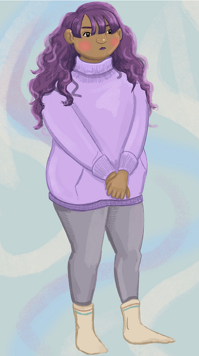 purple mood character design drawing illustration procreate purple hair sketches