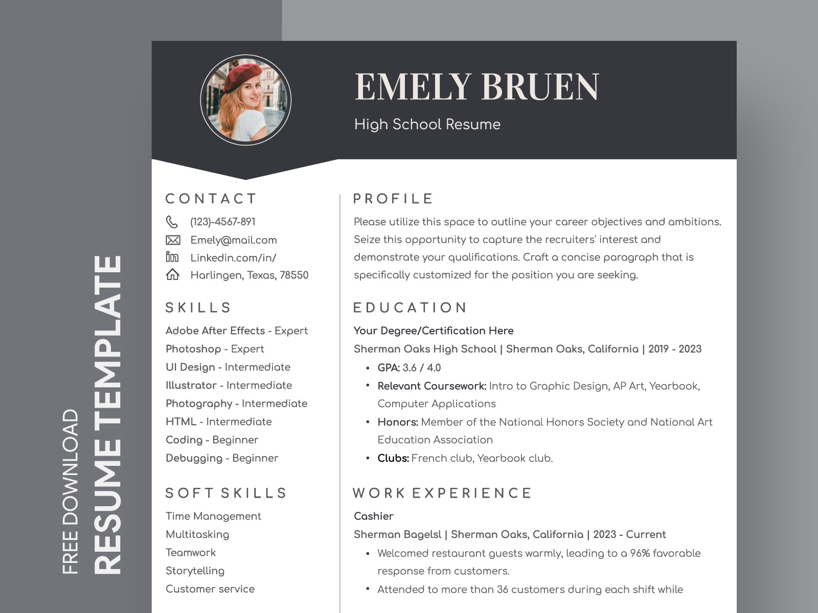 High School Resume Free Google Docs Template by Free Google Docs ...