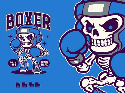 Skull Boxer - Mascot Design boxing cartoon character illustration mascot retro skull sport vintage