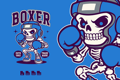 Skull Boxer - Mascot Design boxing cartoon character illustration mascot retro skull sport vintage