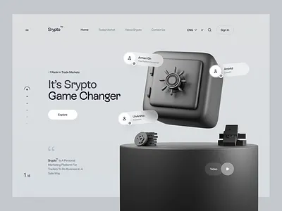 Srypto™ Trading Platform Landing 💰 crypto dark mode inspiration landing page minimal trade ui ux web design website design