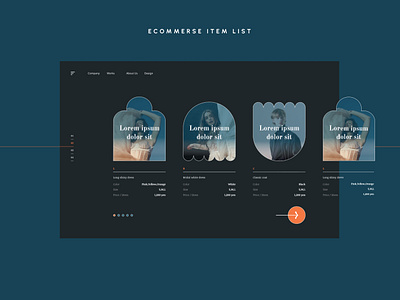 ECOMMERSE ITEM LIST branding graphic design ui