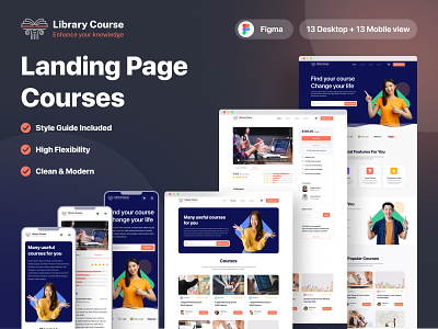 Library Course Website Design branding design education figma graphic design homepage ill illustration landing page library landing page motion graphics ui ux web design website