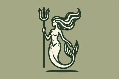 The Mermaid Queen creative creative logo creative logo design design illustration logo design mermaid modern ocean playful logo trident wisdom