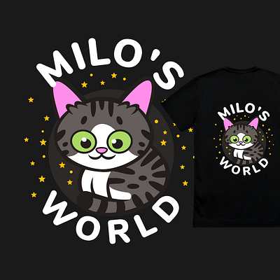 Shirt Graphic for Milo's World adorable cartoon art cartoon artwork cat commission cute cat design freelance work graphic design graphic designer shirt design shirt graphic vector