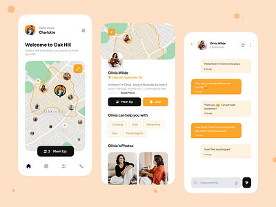 Nearby Meetup APP UI/UX Design app ui design app ui ux design friend finder app design meetup app design