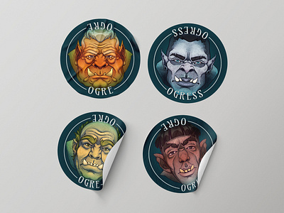 Nerdworks | Ogres character art character design concept art dd design dnd dungeon dungeons and dragons face graphic design icons illustration illustrator ogre photoshop portrait procreate rpg sticker ttrpg