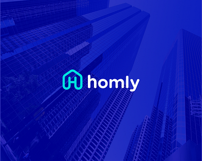 HOMLY REAL ESTATE LOGO DESIGN apartment architecture build building capital city construction corporate business h letter real estate home house iconic infinity luxury house mortgage property real estate rental residendtial roof