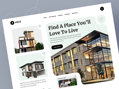 Property Landing Page Website design apartmant building design digital finding property interface layout pastel place problem solving property property website real estate website trendy ux web design