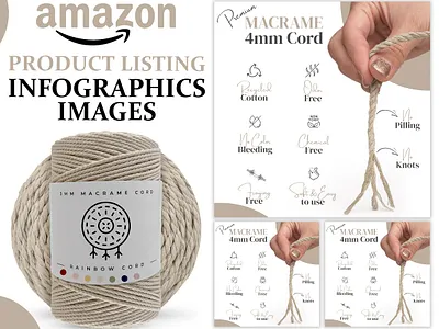 Amazon Listing Infographic Images || Macrame Cord a content adobe illustrator adobe photoshop amazon amazon infographics amazon listing amazon listing images ebc graphic design infographic listing listing design listing images