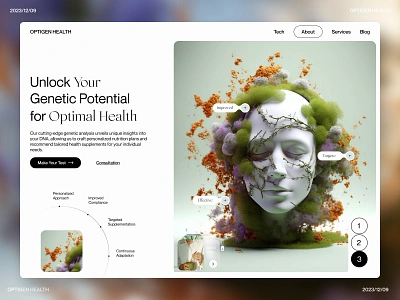 OptiGen Health Sciences 3d branding design figma graphic design illustration ui ux web website