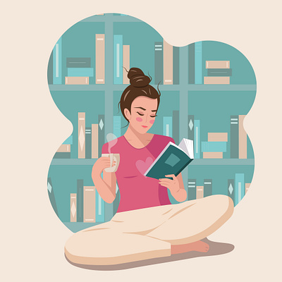 Reading girl books girl illustration vector