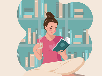 Reading girl books girl illustration vector