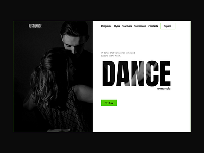 Romantinc Dance | Dance School | Langing Page dance figma first screen hero section landing page web design